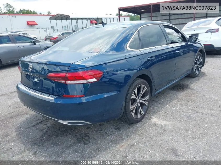 2022 Volkswagen Passat 2.0T Se VIN: 1VWSA7A38NC007823 Lot: 40106612