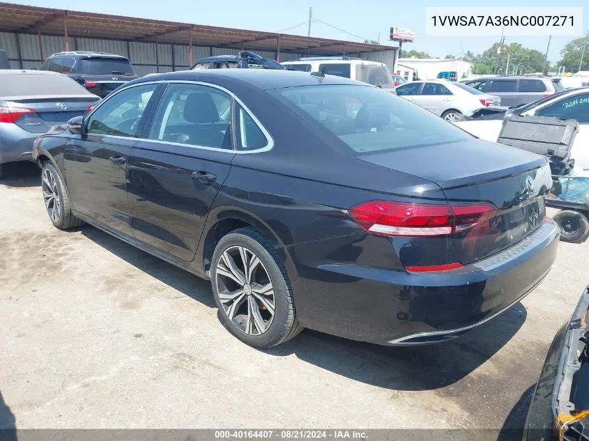 2022 Volkswagen Passat Se VIN: 1VWSA7A36NC007271 Lot: 40164407