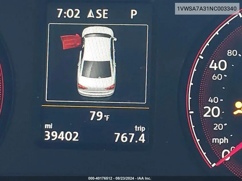 2022 Volkswagen Passat 2.0T Se VIN: 1VWSA7A31NC003340 Lot: 40176512