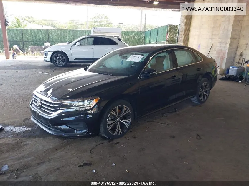 1VWSA7A31NC003340 2022 Volkswagen Passat 2.0T Se