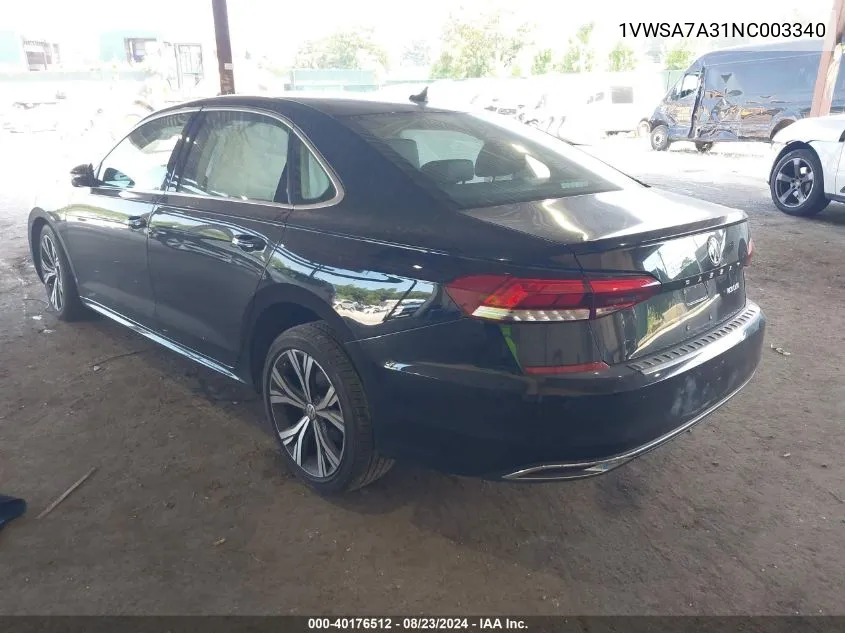 1VWSA7A31NC003340 2022 Volkswagen Passat 2.0T Se