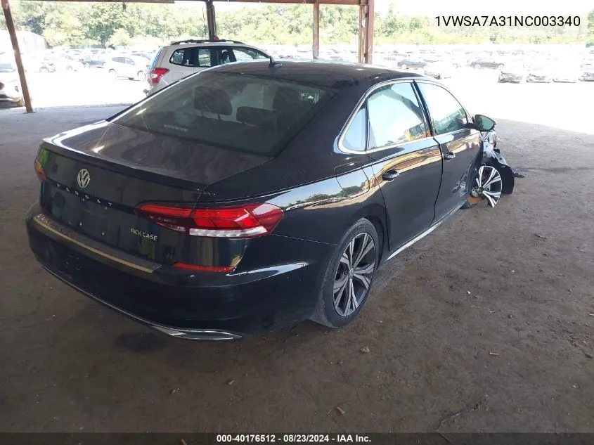 2022 Volkswagen Passat 2.0T Se VIN: 1VWSA7A31NC003340 Lot: 40176512