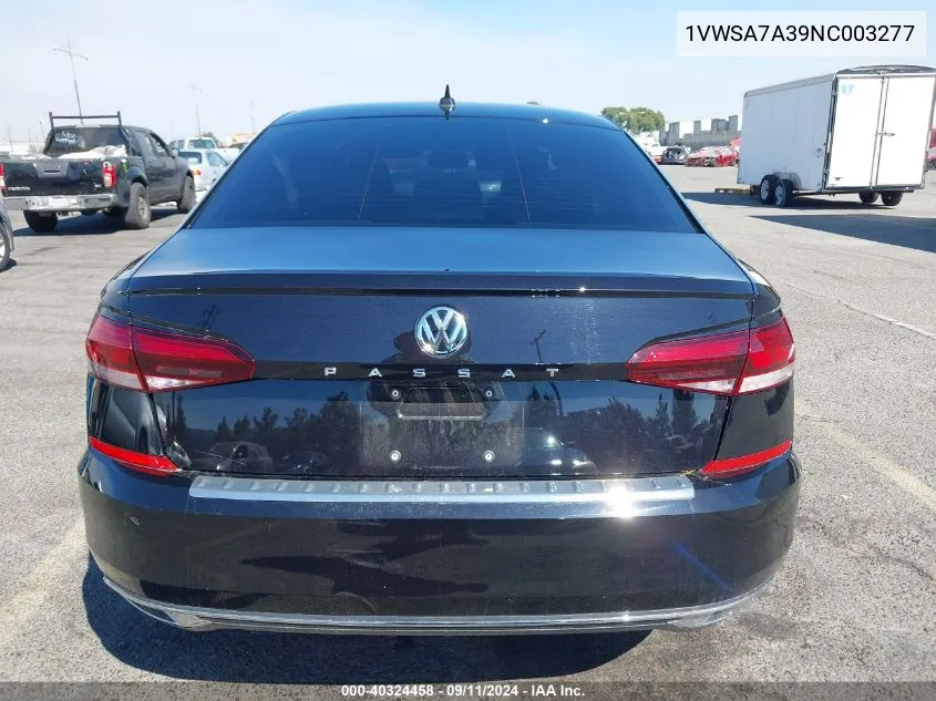 2022 Volkswagen Passat 2.0T Se VIN: 1VWSA7A39NC003277 Lot: 40324458