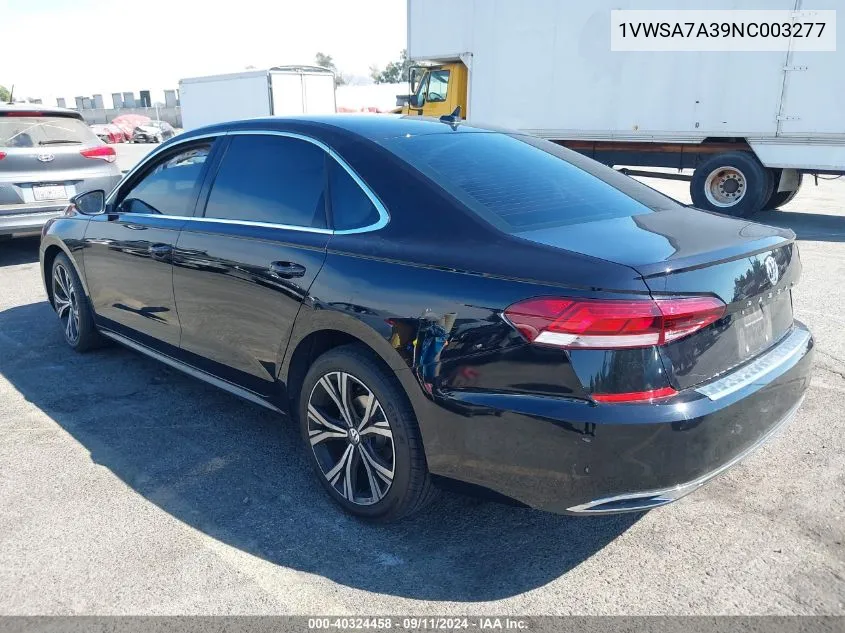 2022 Volkswagen Passat 2.0T Se VIN: 1VWSA7A39NC003277 Lot: 40324458