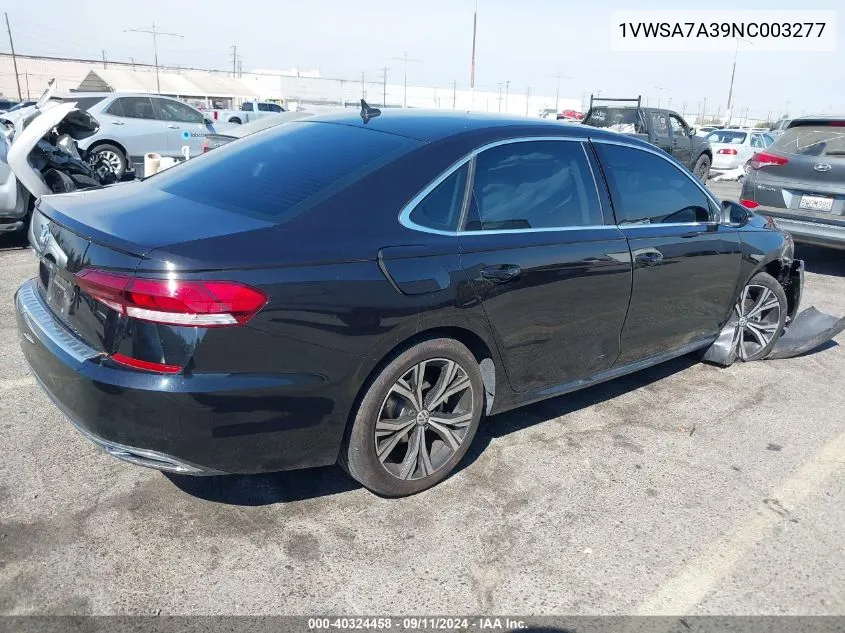 2022 Volkswagen Passat 2.0T Se VIN: 1VWSA7A39NC003277 Lot: 40324458