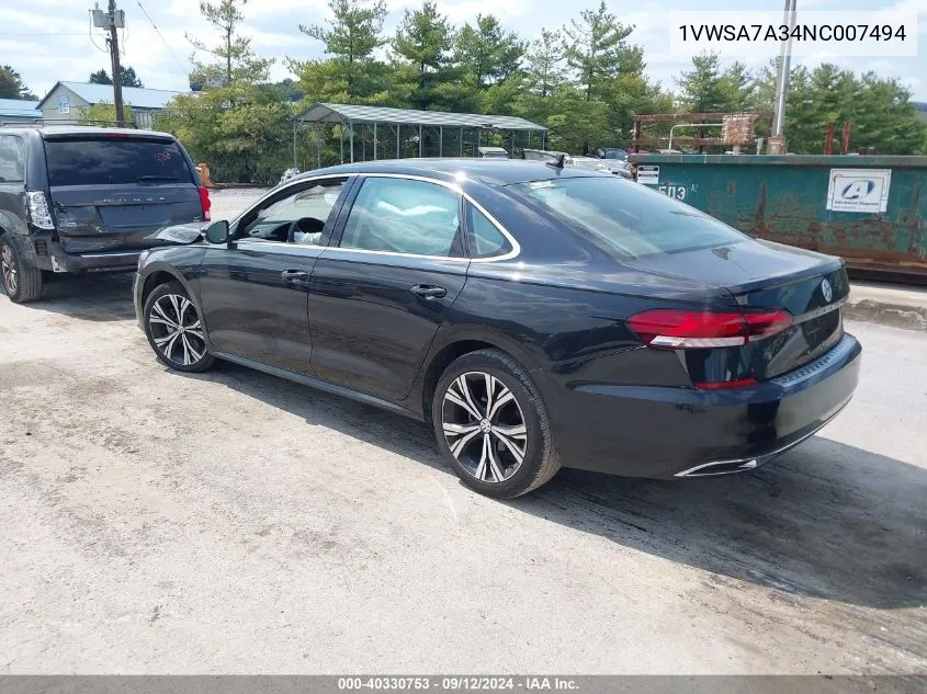 2022 Volkswagen Passat 2.0T Se VIN: 1VWSA7A34NC007494 Lot: 40330753