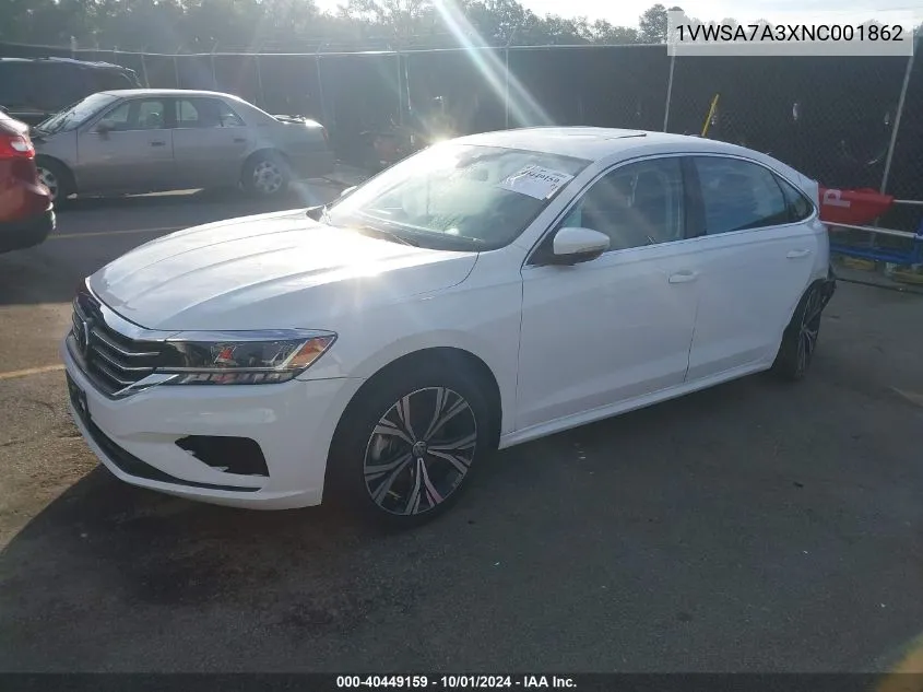 2022 Volkswagen Passat Se VIN: 1VWSA7A3XNC001862 Lot: 40449159