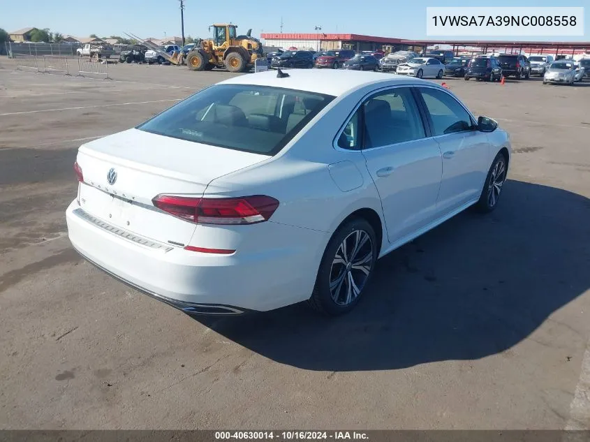 2022 Volkswagen Passat 2.0T Se VIN: 1VWSA7A39NC008558 Lot: 40630014