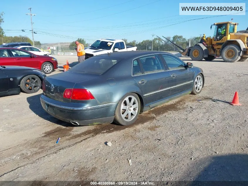 2004 Volkswagen Phaeton V8 VIN: WVWAF63D948009405 Lot: 40380868