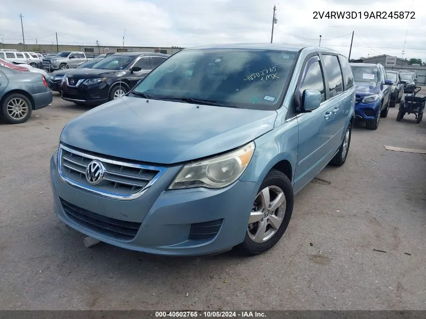 2010 Volkswagen Routan Se VIN: 2V4RW3D19AR245872 Lot: 40502765