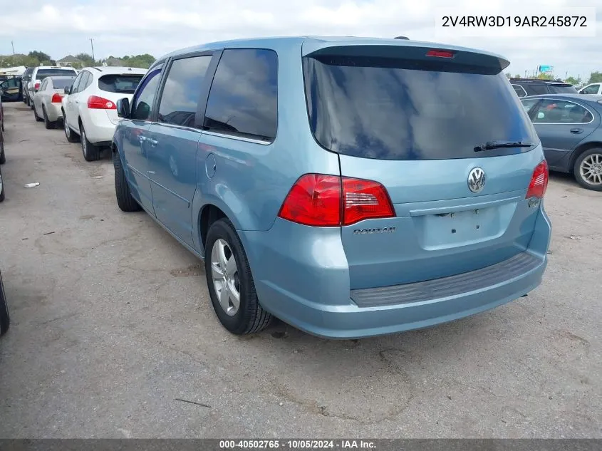 2010 Volkswagen Routan Se VIN: 2V4RW3D19AR245872 Lot: 40502765