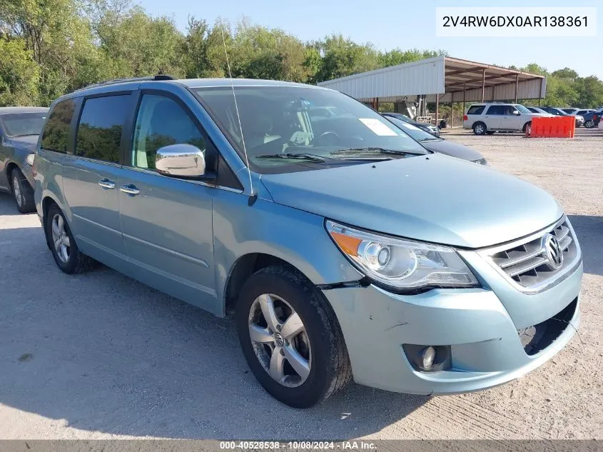 2V4RW6DX0AR138361 2010 Volkswagen Routan Sel