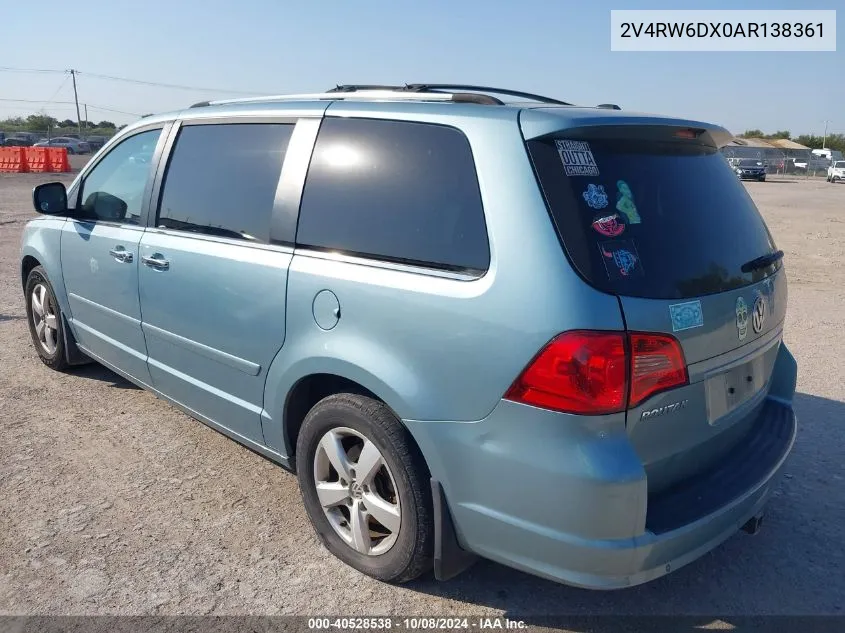 2010 Volkswagen Routan Sel VIN: 2V4RW6DX0AR138361 Lot: 40528538