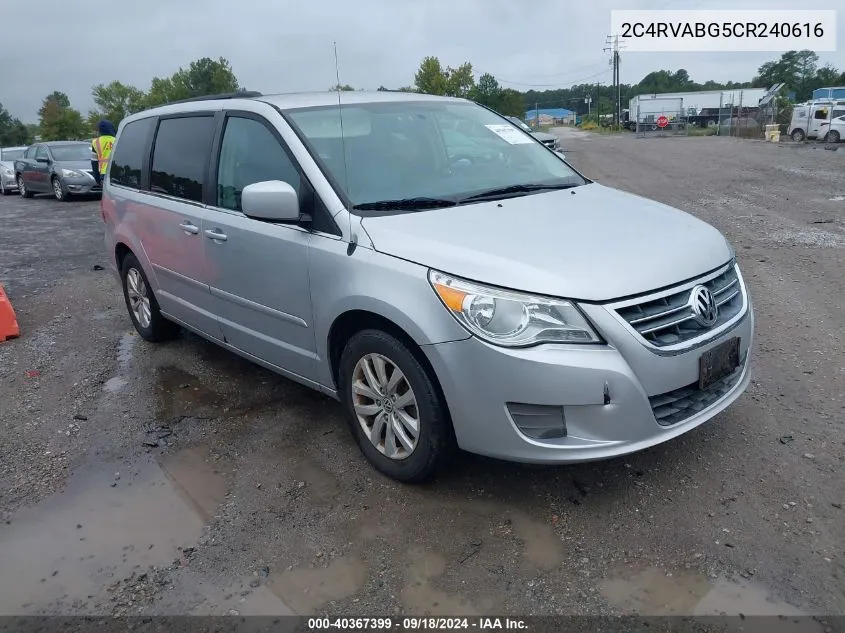 2012 Volkswagen Routan Se VIN: 2C4RVABG5CR240616 Lot: 40367399