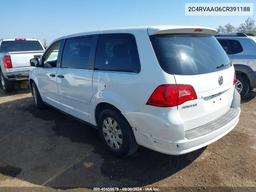 2012 Volkswagen Routan S VIN: 2C4RVAAG6CR391188 Lot: 40459679