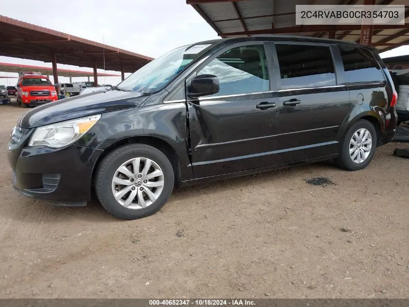 2012 Volkswagen Routan Se VIN: 2C4RVABG0CR354703 Lot: 40652347