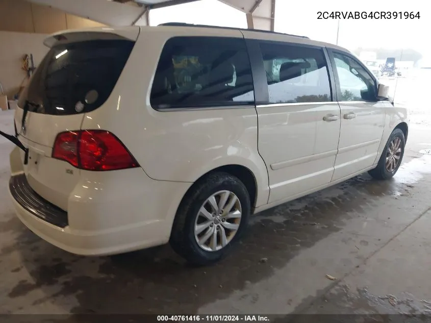 2012 Volkswagen Routan Se VIN: 2C4RVABG4CR391964 Lot: 40761416