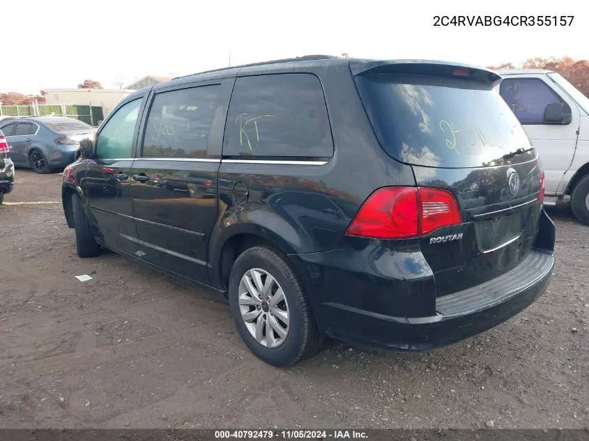 2012 Volkswagen Routan Se VIN: 2C4RVABG4CR355157 Lot: 40792479