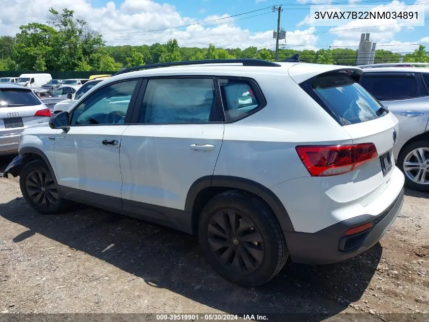 2022 Volkswagen Taos 1.5T S VIN: 3VVAX7B22NM034891 Lot: 39519901