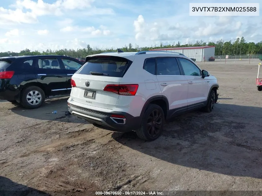 2022 Volkswagen Taos 1.5T Se VIN: 3VVTX7B2XNM025588 Lot: 39670650