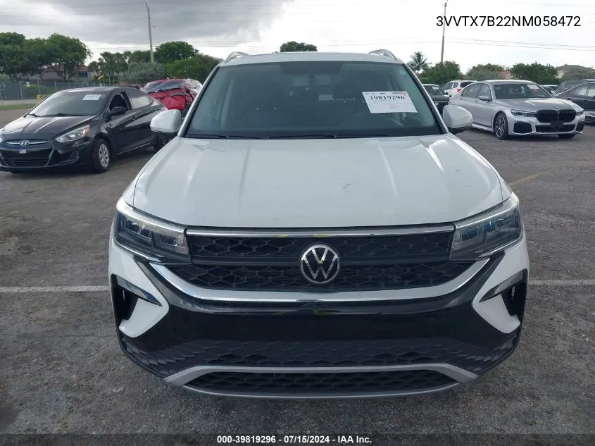 2022 Volkswagen Taos 1.5T Se VIN: 3VVTX7B22NM058472 Lot: 39819296