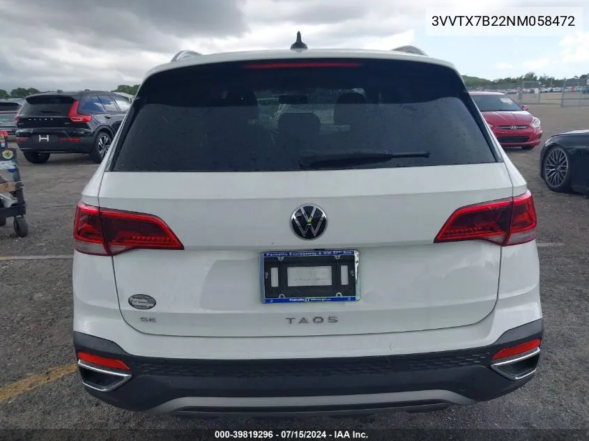 2022 Volkswagen Taos 1.5T Se VIN: 3VVTX7B22NM058472 Lot: 39819296