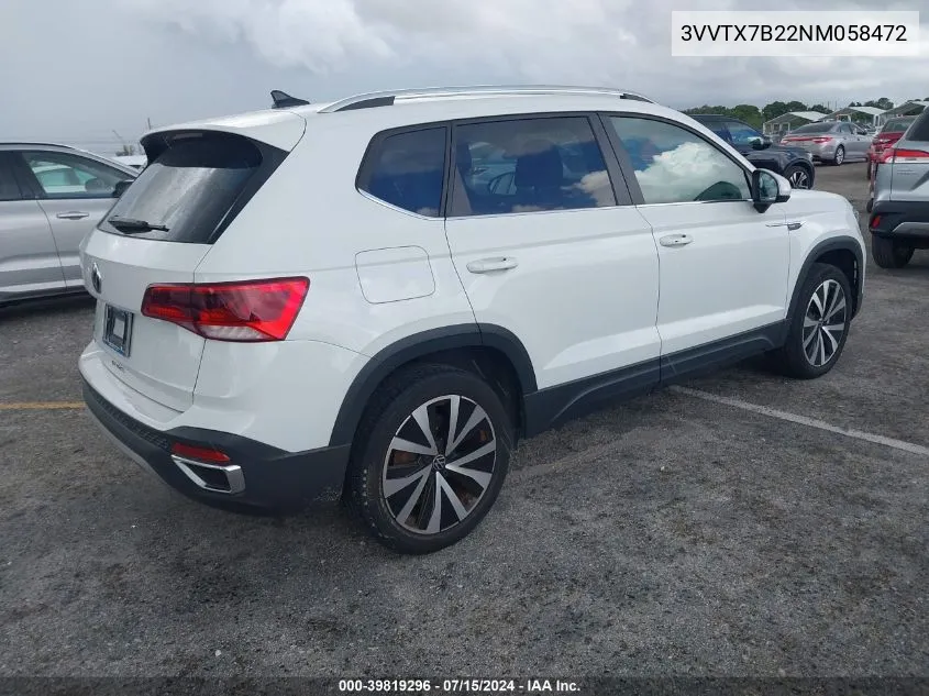 2022 Volkswagen Taos 1.5T Se VIN: 3VVTX7B22NM058472 Lot: 39819296