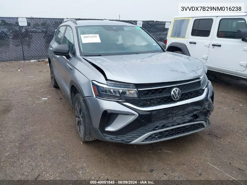 2022 Volkswagen Taos 1.5T S VIN: 3VVDX7B29NM016238 Lot: 40051845