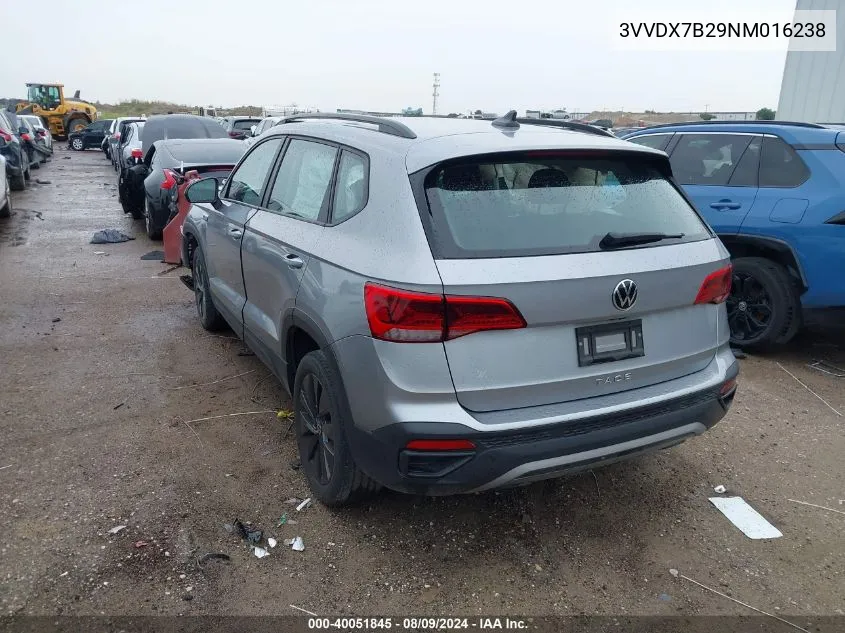 2022 Volkswagen Taos 1.5T S VIN: 3VVDX7B29NM016238 Lot: 40051845