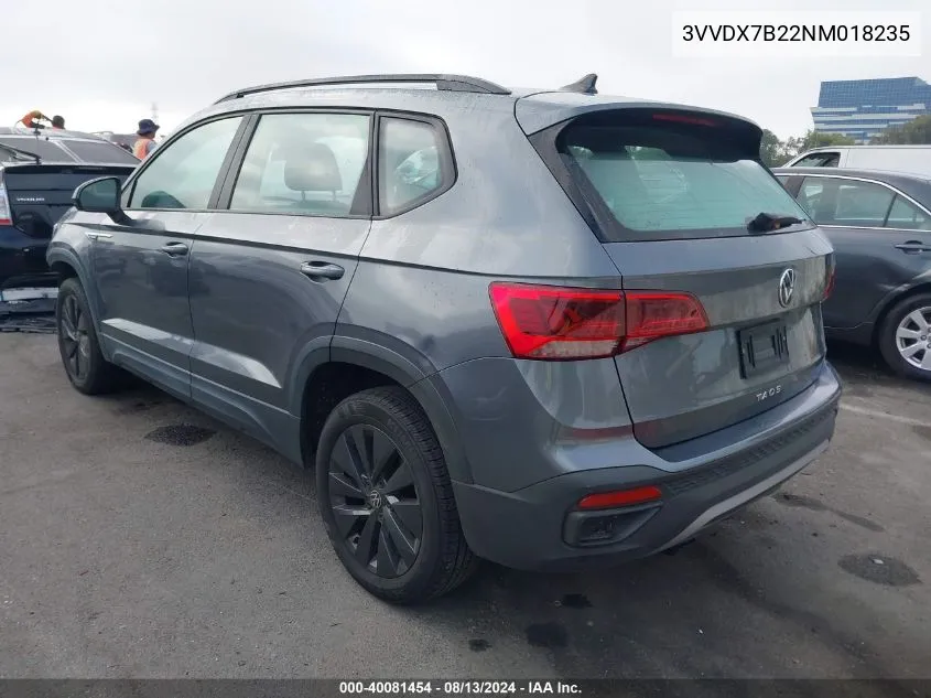 2022 Volkswagen Taos 1.5T S VIN: 3VVDX7B22NM018235 Lot: 40081454