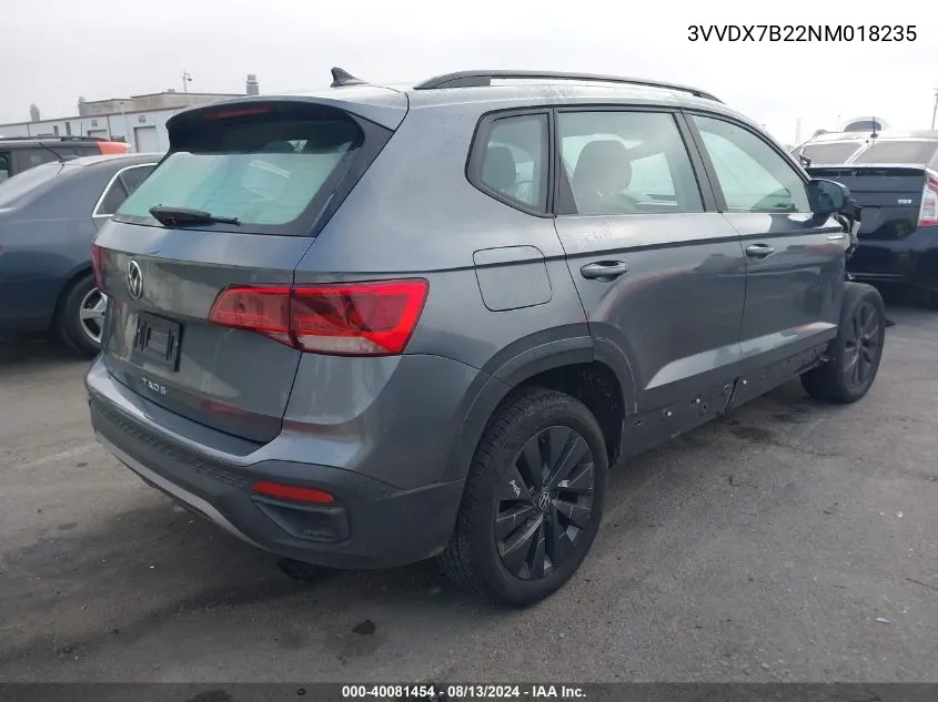 2022 Volkswagen Taos 1.5T S VIN: 3VVDX7B22NM018235 Lot: 40081454