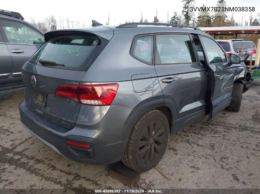 2022 Volkswagen Taos 1.5T S VIN: 3VVMX7B28NM038358 Lot: 40896382