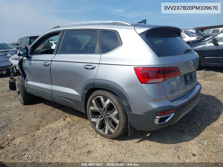 2023 Volkswagen Taos 1.5T Sel VIN: 3VV2X7B20PM339670 Lot: 40013437