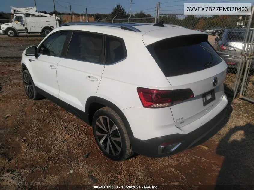 2023 Volkswagen Taos 1.5T Se VIN: 3VVEX7B27PM320403 Lot: 40709360