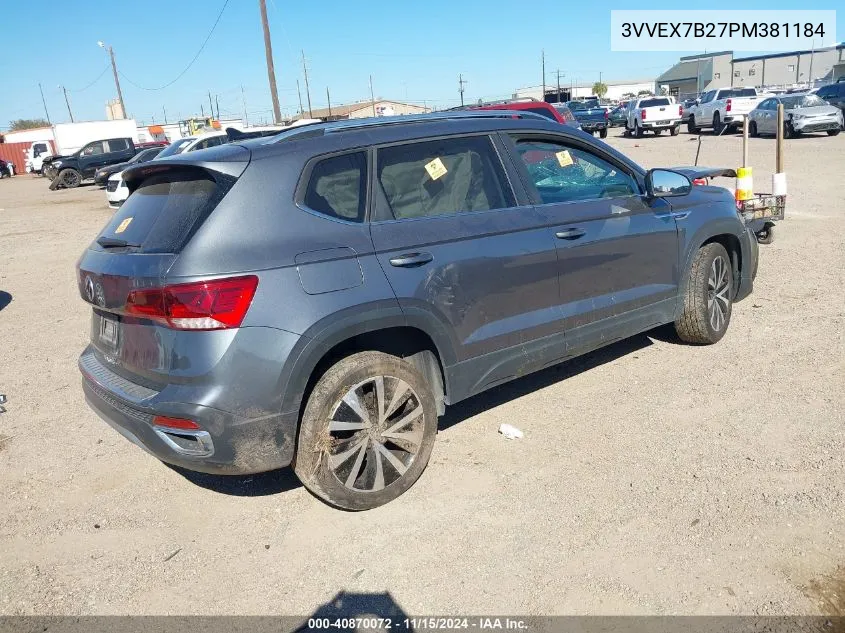 2023 Volkswagen Taos 1.5T Se VIN: 3VVEX7B27PM381184 Lot: 40870072