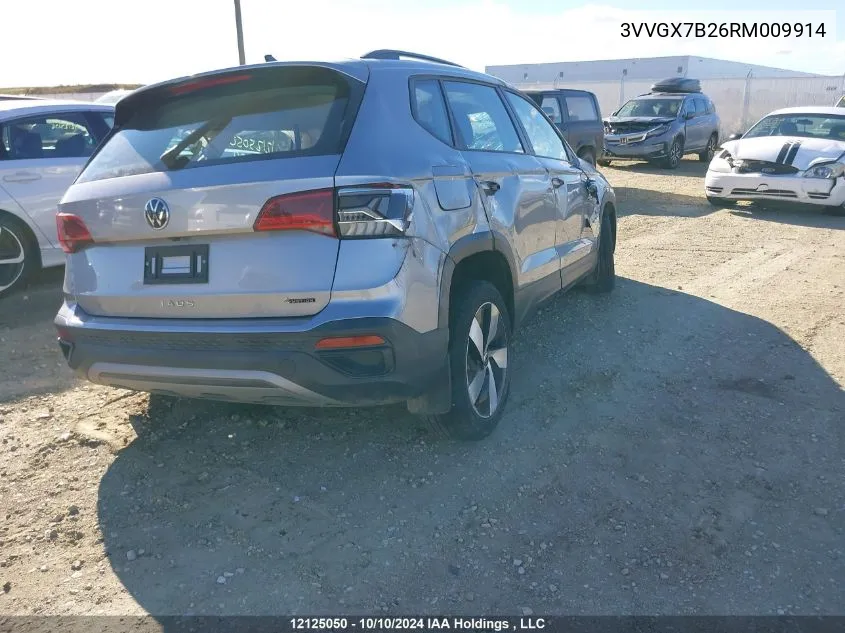 2024 Volkswagen Taos VIN: 3VVGX7B26RM009914 Lot: 12125050