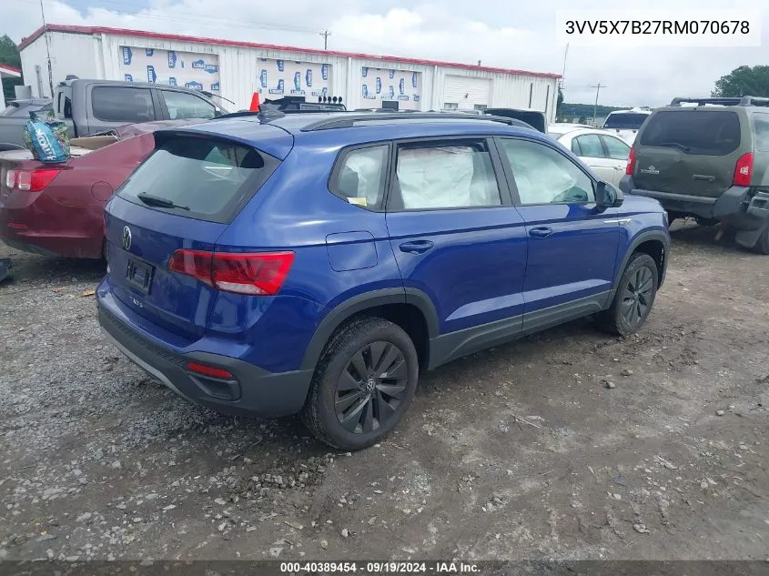 2024 Volkswagen Taos 1.5T S VIN: 3VV5X7B27RM070678 Lot: 40389454