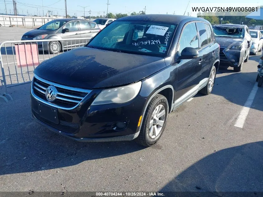 2009 Volkswagen Tiguan S/Se/Sel VIN: WVGAV75N49W005081 Lot: 40704244