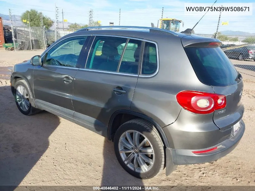 2009 Volkswagen Tiguan Se/Sel VIN: WVGBV75N39W508671 Lot: 40846402