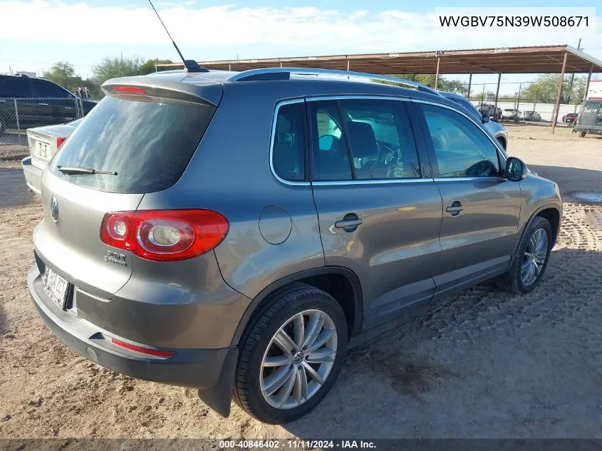 2009 Volkswagen Tiguan Se/Sel VIN: WVGBV75N39W508671 Lot: 40846402