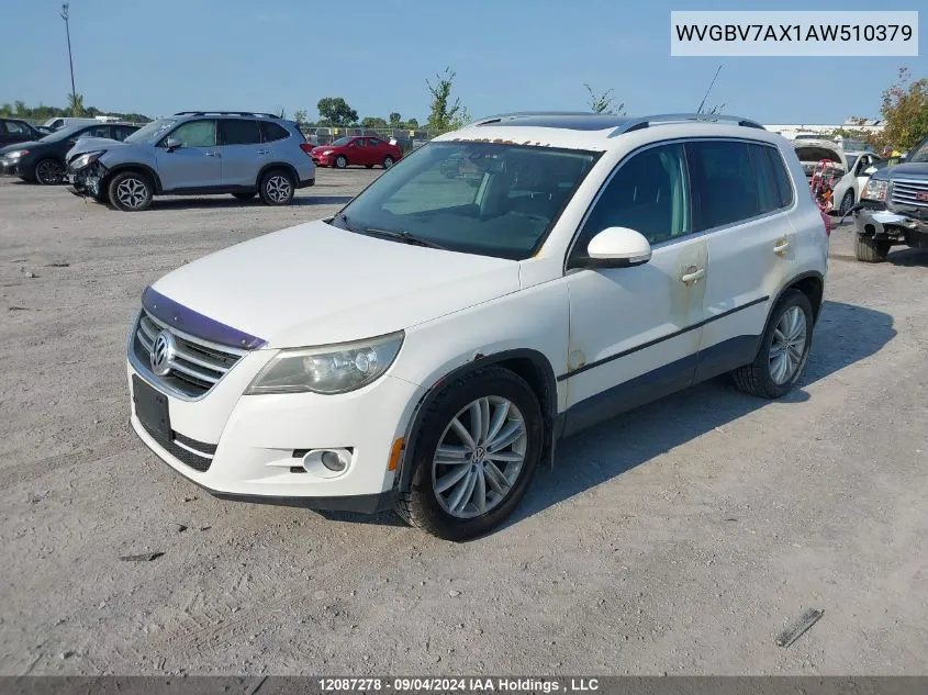 2010 Volkswagen Tiguan VIN: WVGBV7AX1AW510379 Lot: 12087278