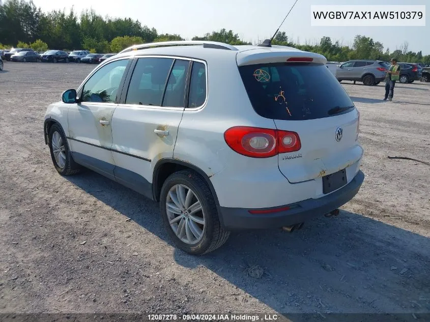 2010 Volkswagen Tiguan VIN: WVGBV7AX1AW510379 Lot: 12087278