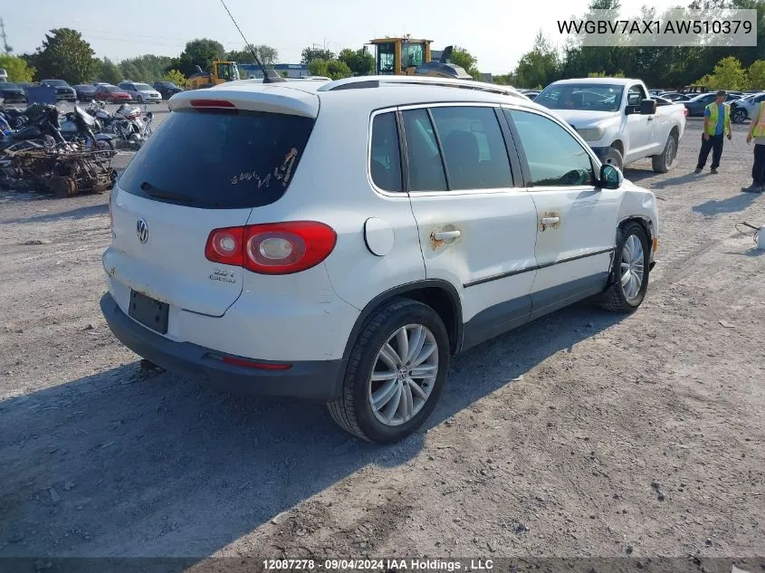 2010 Volkswagen Tiguan VIN: WVGBV7AX1AW510379 Lot: 12087278