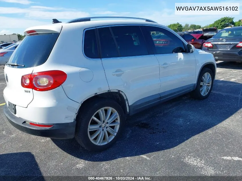 2010 Volkswagen Tiguan Sel VIN: WVGAV7AX5AW516102 Lot: 40467926