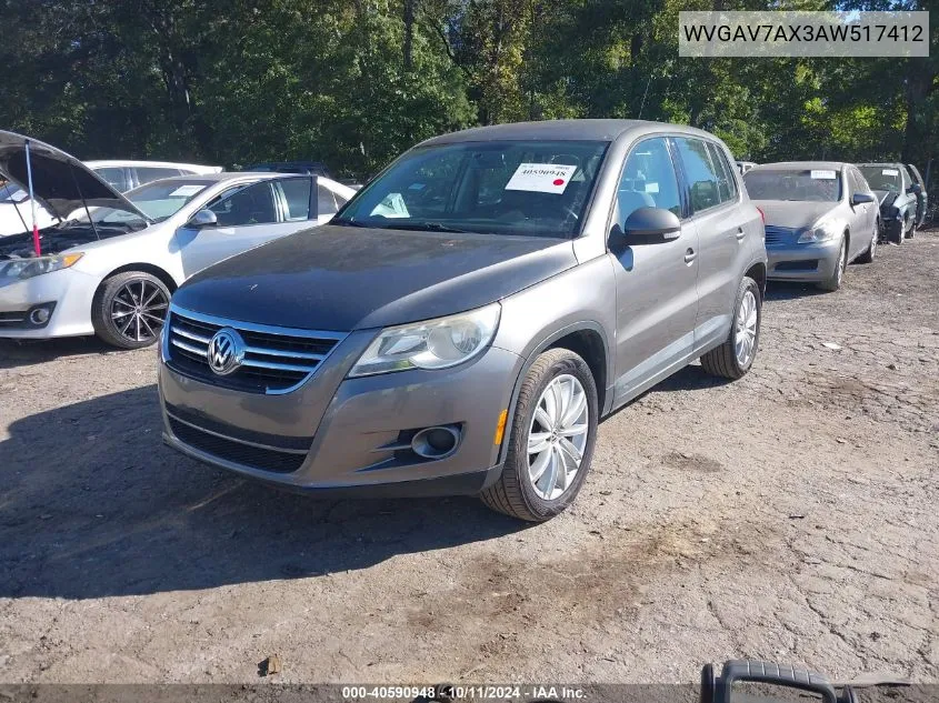 2010 Volkswagen Tiguan S VIN: WVGAV7AX3AW517412 Lot: 40590948