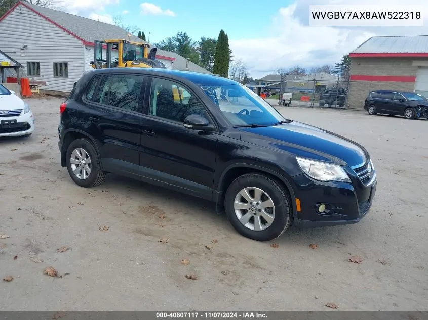 2010 Volkswagen Tiguan S VIN: WVGBV7AX8AW522318 Lot: 40807117