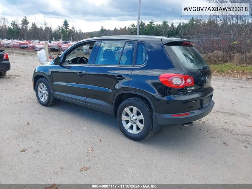 2010 Volkswagen Tiguan S VIN: WVGBV7AX8AW522318 Lot: 40807117