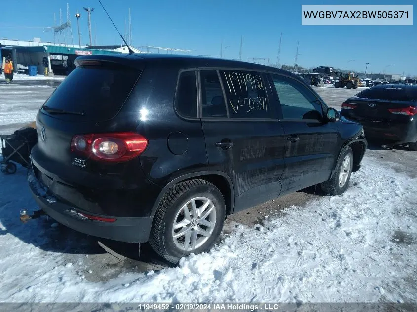 2011 Volkswagen Tiguan VIN: WVGBV7AX2BW505371 Lot: 11949452