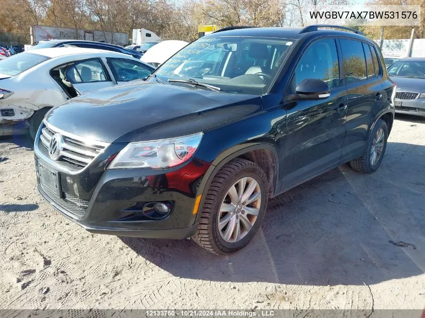 2011 Volkswagen Tiguan VIN: WVGBV7AX7BW531576 Lot: 12133750