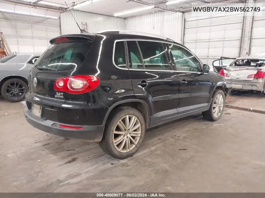 2011 Volkswagen Tiguan Se VIN: WVGBV7AX2BW562749 Lot: 40009077